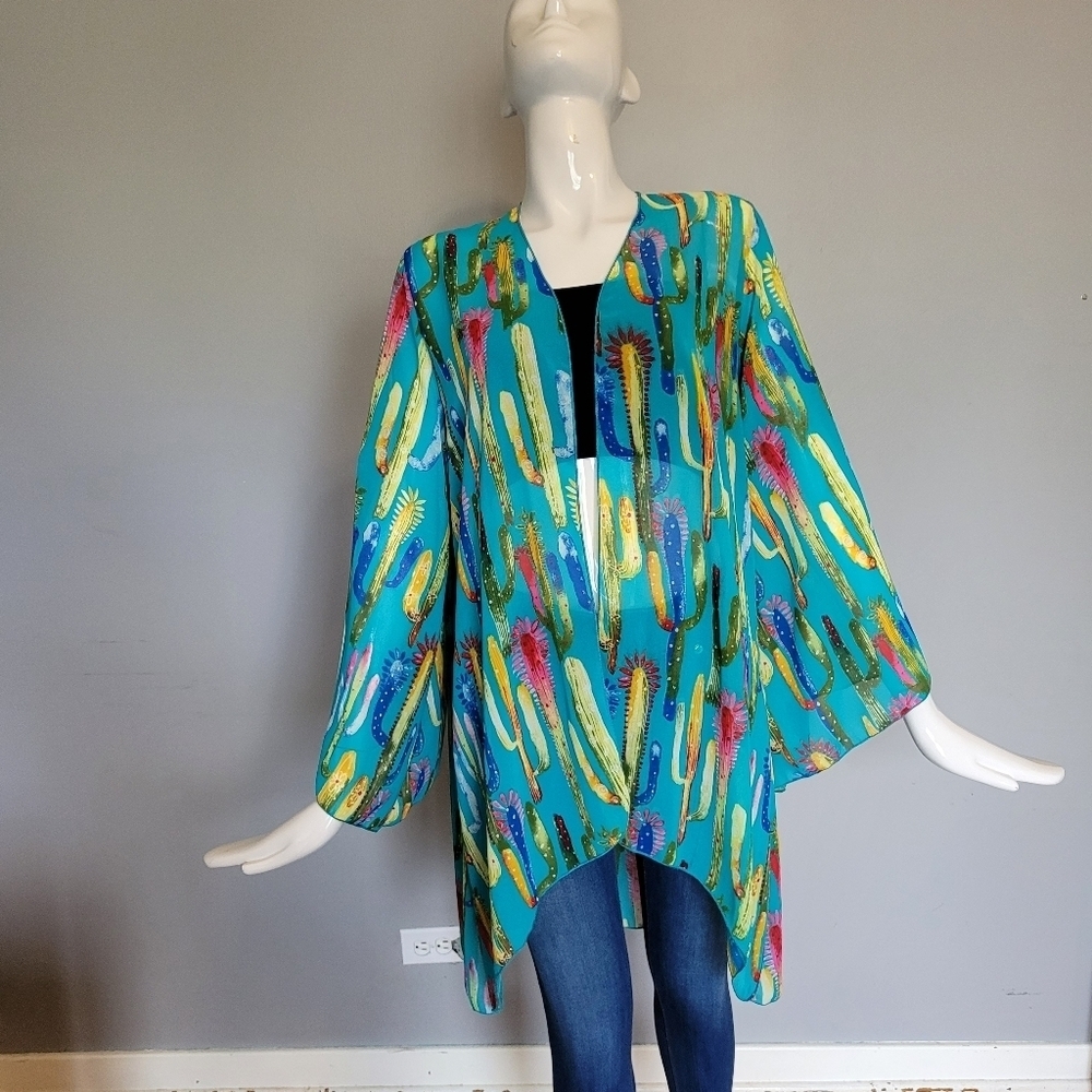 Lucky and Blessed Cactus Print Kimono, VGUC, Size M